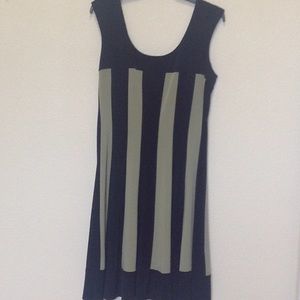 Black and green flared skirt dress